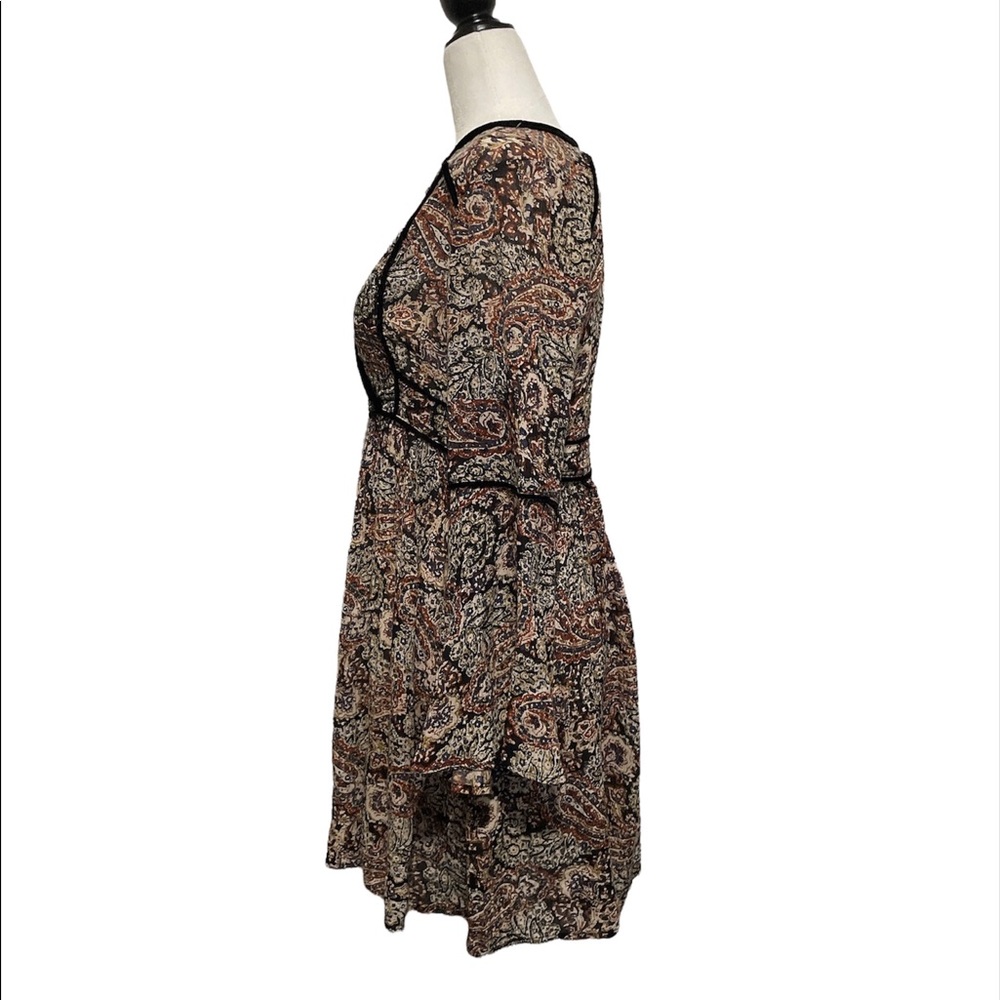 Paisley boho bell sleeve wrap dress with velvet trim - Picture 5 of 16